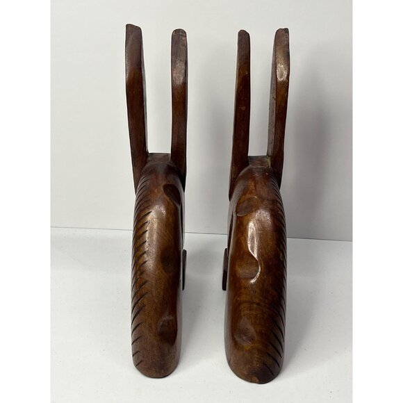 MCM Handcarved Wood Donkey Bookends 1942 Puerto Rico - Picture 10 of 10